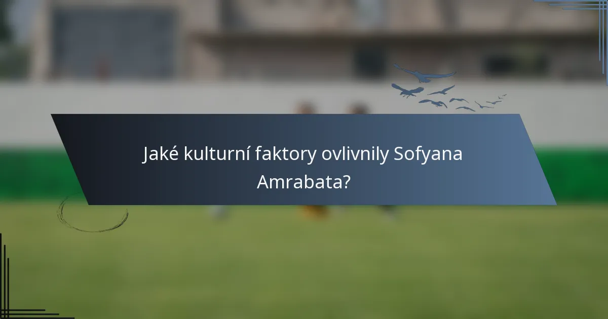 Jaké kulturní faktory ovlivnily Sofyana Amrabata?